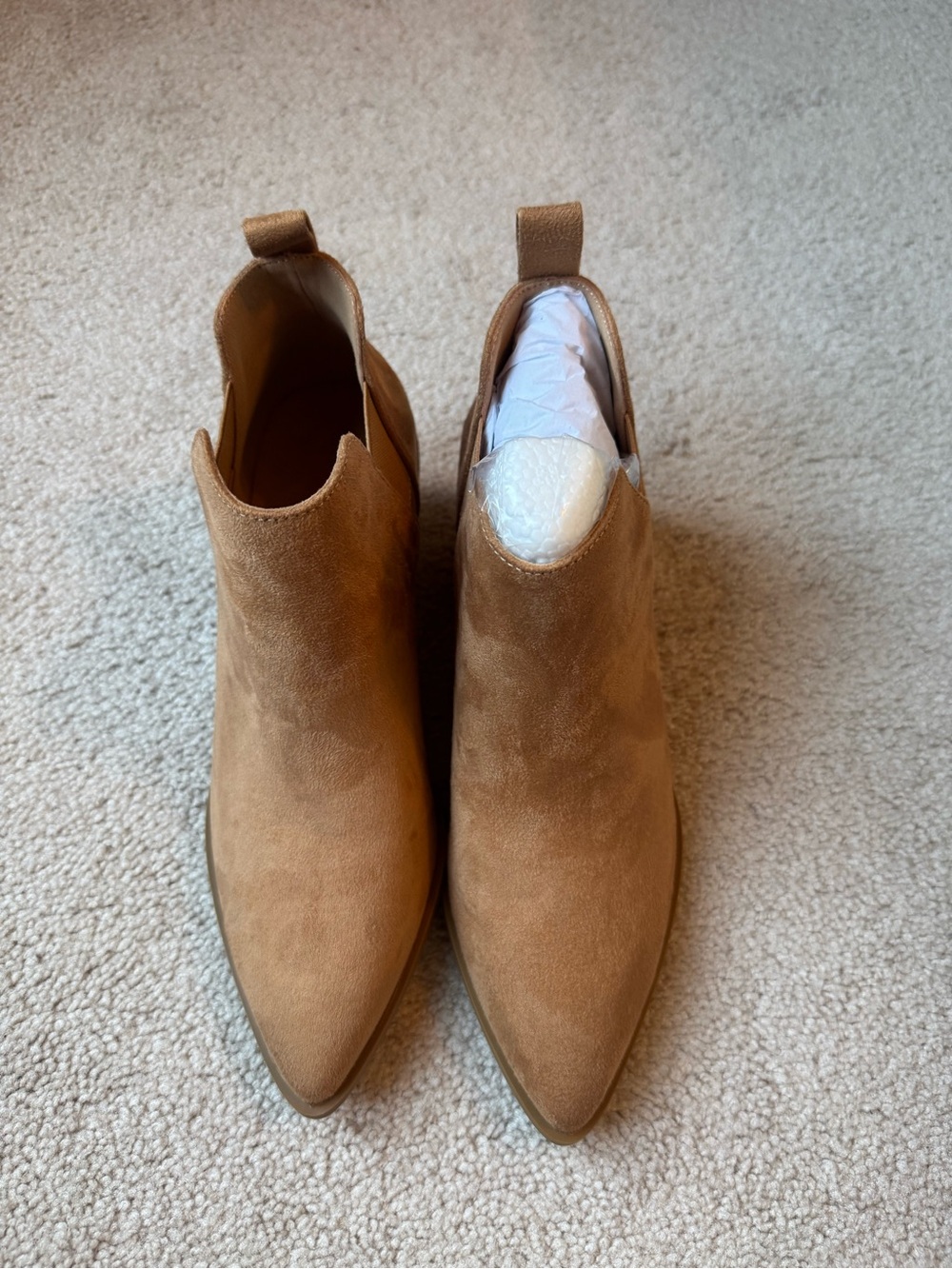 Women's Tan Suede Pointed Ankle Booties